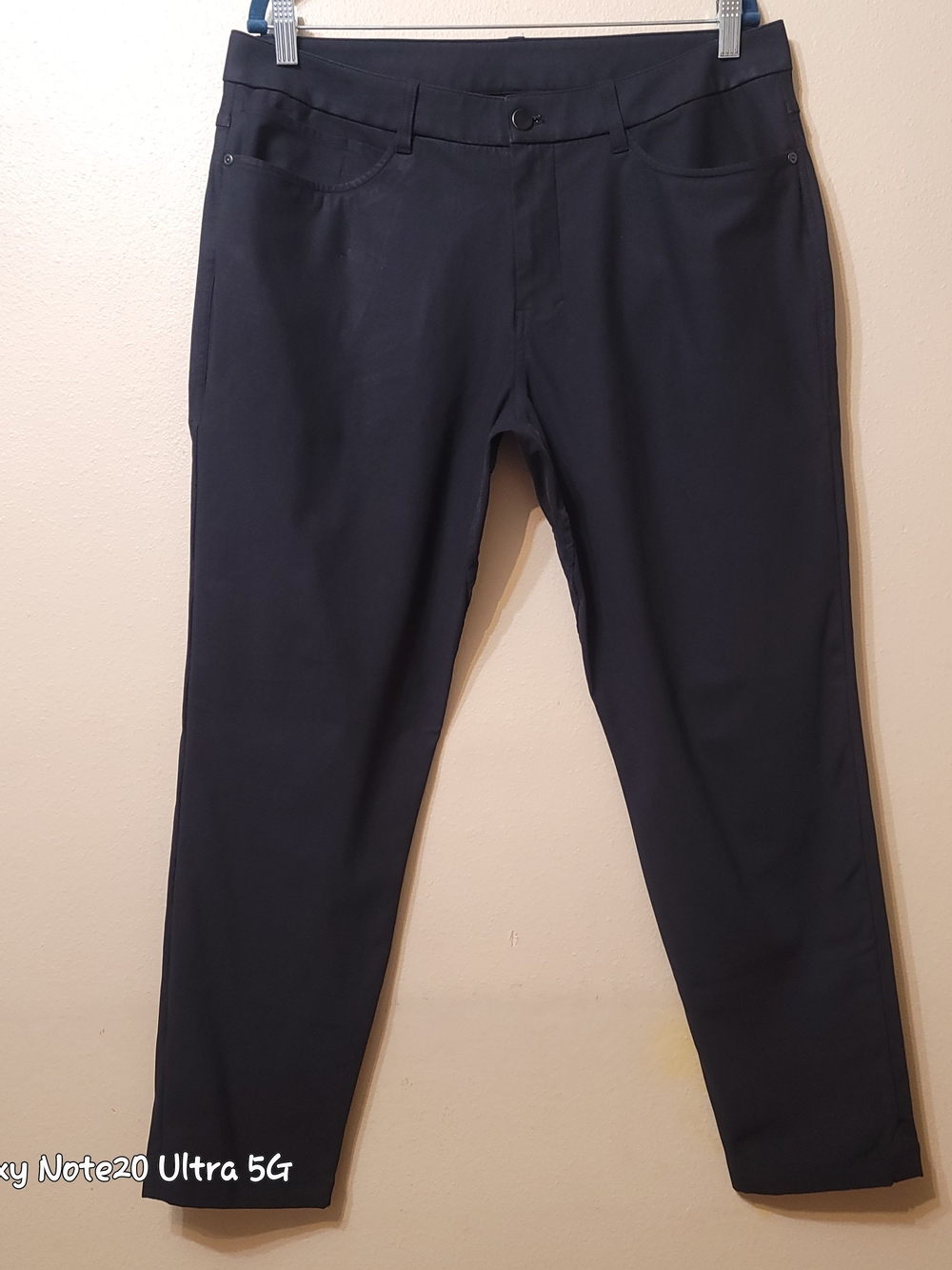 Lululemon ABC Slim-Fit 5-Pocket Pants 34 Black Warpstreme Tech Commuter